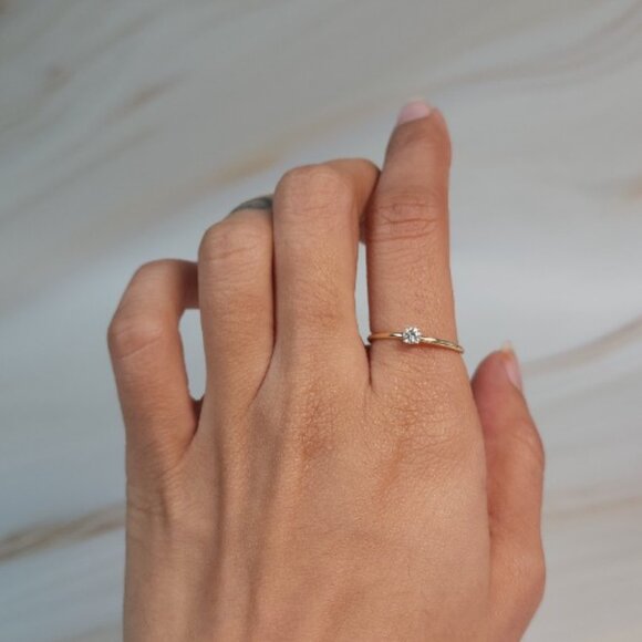 14Kt Gold 0.10 Ct Lab Grown Diamond Ring - Picture 2 of 6